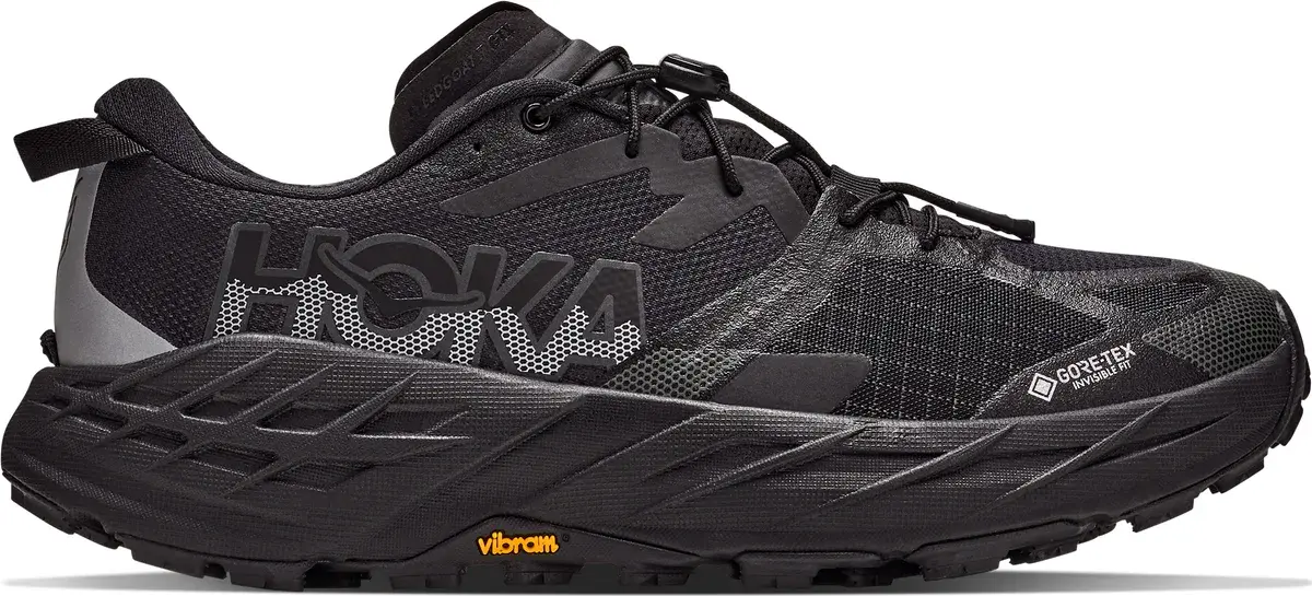 Hoka Speedgoat 7 GORE-TEX terrengløpesko for herre i helsvart med Vibram-såle