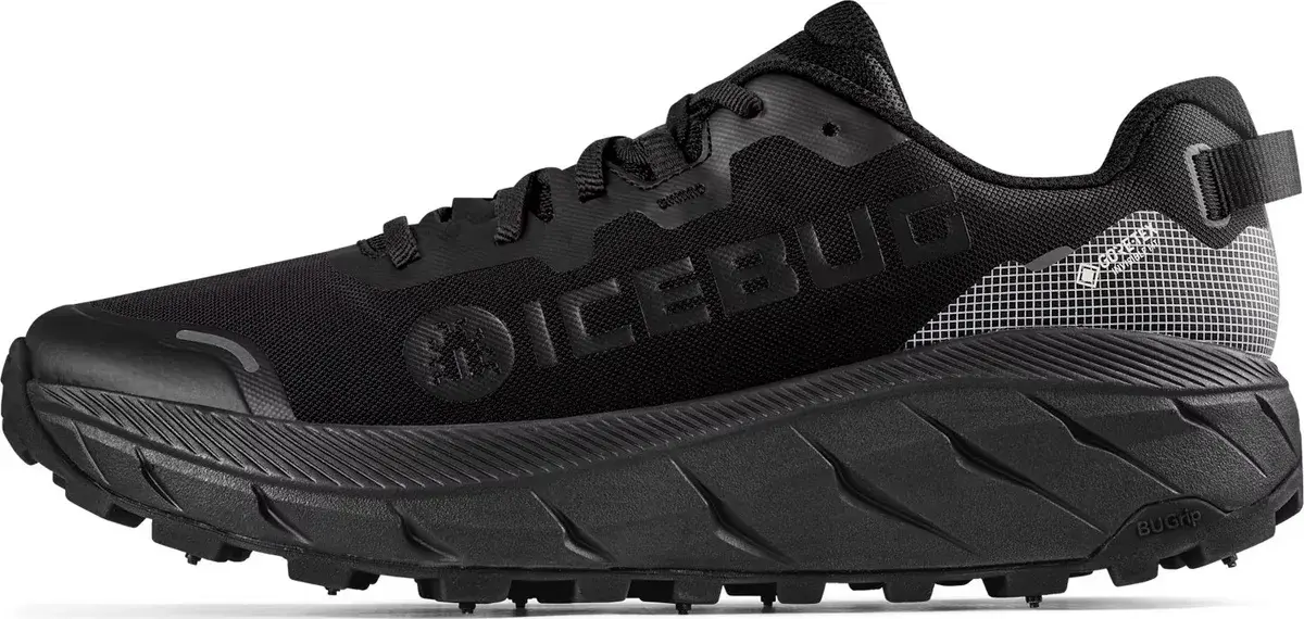 Icebug Arcus 2 BUGrip GORE-TEX løpesko for herre i helsvart med piggsåle
